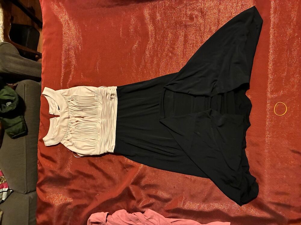 Womens Two Tone Pink Black Pleated Bodice Sleeveless Cocktail Dress Formal